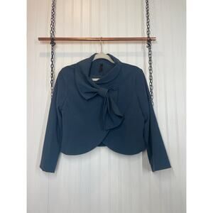 Lapis Grayish Blue Bow Collared Long Sleeve Cardigan Size XS